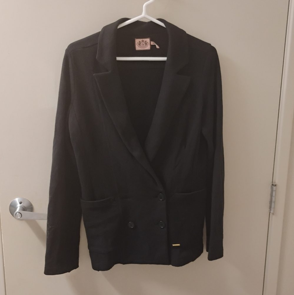 Juicy Couture 2009 Black Plush Cotton Blend Blazer Jacket Sz S